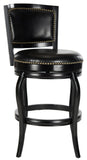 Safavieh Pasquale Bar Stool Swivel Black Rubberwood MDF Iron PU FOX7011C 683726703372