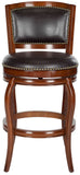 Safavieh Pasquale Bar Stool Swivel Walnut Brown Rubberwood MDF Iron PU FOX7011D 683726703389