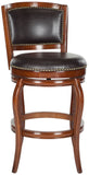 Safavieh Pasquale Bar Stool Swivel Walnut Brown Rubberwood MDF Iron PU FOX7011D 683726703389