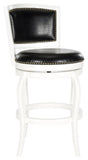 Safavieh Pasquale Bar Stool Swivel White Black Rubberwood MDF Iron PU FOX7011E 683726703396