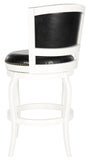 Safavieh Pasquale Bar Stool Swivel White Black Rubberwood MDF Iron PU FOX7011E 683726703396