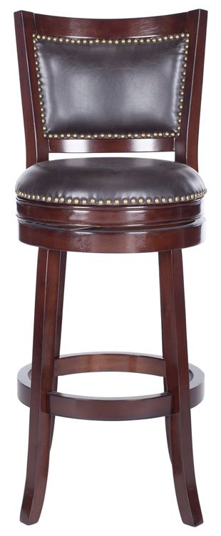 Safavieh Lazzaro Bar Stool Swivel Sierra Brown Rubberwood MDF Iron PU FOX7012A 683726675730