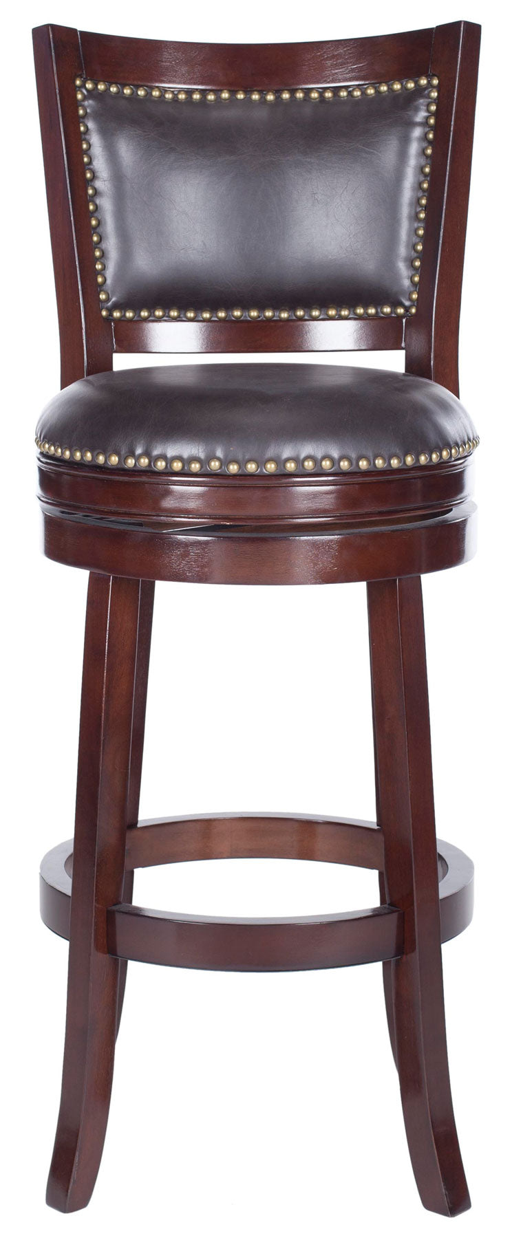 Safavieh Lazzaro Bar Stool Swivel Sierra Brown Rubberwood MDF Iron PU FOX7012A 683726675730
