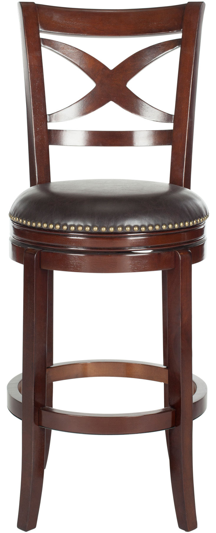 Safavieh Santino Bar Stool Swivel Sierra Brown Rubberwood MDF Iron PU FOX7013A 683726675747