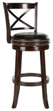 Safavieh Butler Bar Stool Swivel Cappuccino Black Rubberwood MDF Iron PU FOX7014A 683726703471