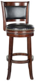 Safavieh Brockway Bar Stool Swivel Cappuccino Black Rubberwood MDF Iron PU FOX7016A 683726709367