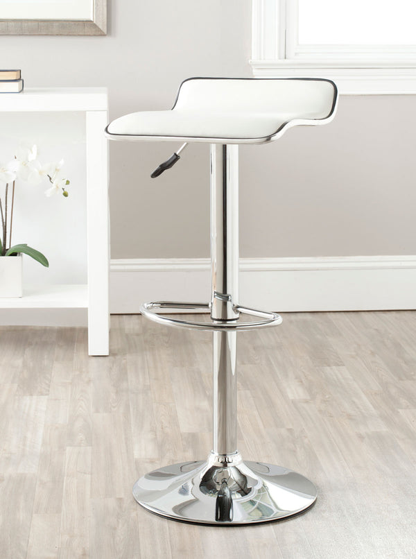 Safavieh Chaunda Bar Stool Swivel White Metal Steel PU FOX7517A 683726767206