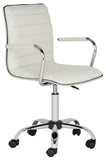 Safavieh Jonika Desk Chair Swivel White Metal Steel PU FOX7520A 683726767275
