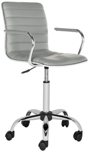 Safavieh Jonika Desk Chair Swivel Grey Metal Steel PU FOX7520C 683726315926