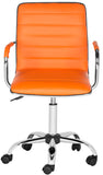 Safavieh Jonika Desk Chair Swivel Orange Metal Steel PU FOX7520D 683726315933