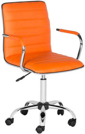 Safavieh Jonika Desk Chair Swivel Orange Metal Steel PU FOX7520D 683726315933
