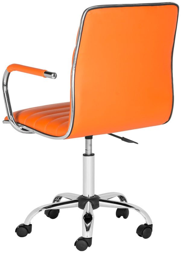 Safavieh Jonika Desk Chair Swivel Orange Metal Steel PU FOX7520D 683726315933