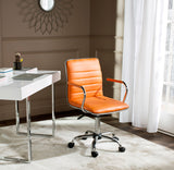Safavieh Jonika Desk Chair Swivel Orange Metal Steel PU FOX7520D 683726315933