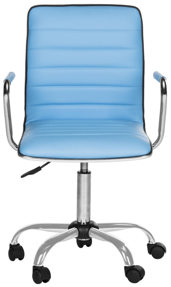 Safavieh Jonika Desk Chair Blue Metal Steel PU FOX7520E 683726315940