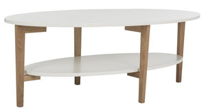 Safavieh Woodruff Coffee Table Oval White Wood PU Oak Lumber FOX8201A 889048183964