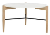 Thyme Coffee Table Round White Wood PU Oak Lumber Iron