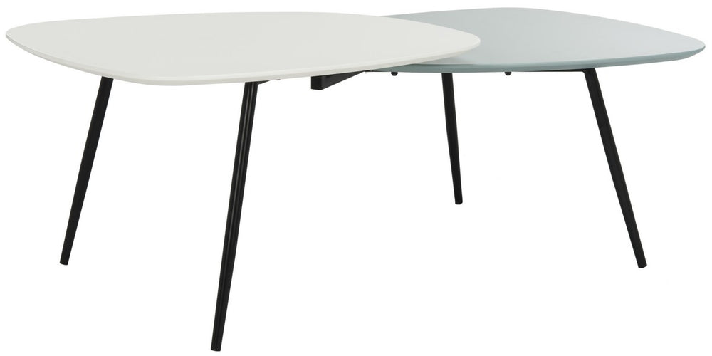 Safavieh Jasmine Coffee Table Bi Level White Grey Metal PU Iron FOX8205A 889048184237