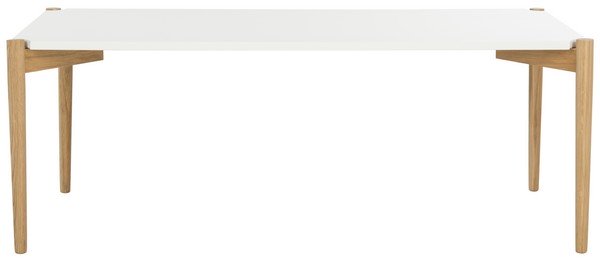 Safavieh Rue Coffee Table Rectangle White Wood PU Oak Lumber FOX8206A 889048184251