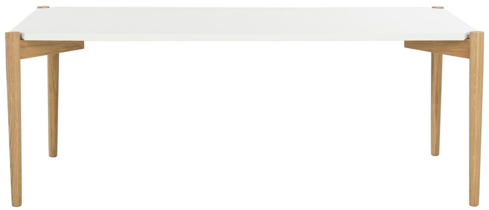 Safavieh Rue Coffee Table Rectangle White Wood PU Oak Lumber FOX8206A 889048184251