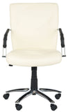 Safavieh Lysette Desk Chair Cream Silver Metal Foam Iron PVC FOX8500A 683726772712