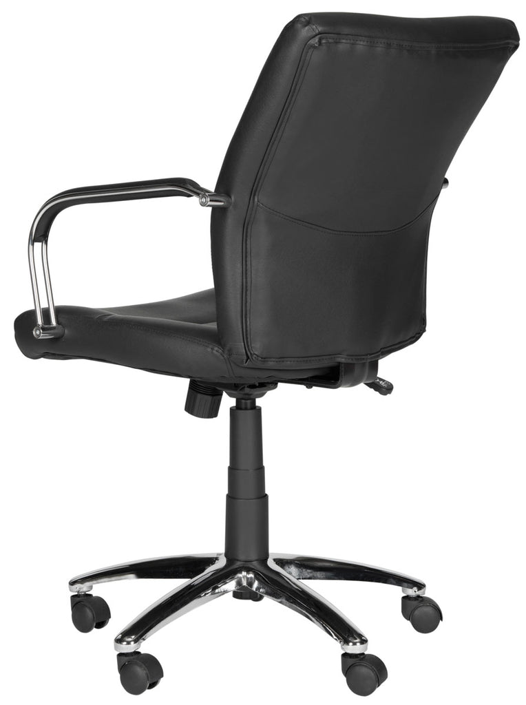 Safavieh Lysette Desk Chair Black Silver Metal Foam Iron PVC FOX8500B 683726732822