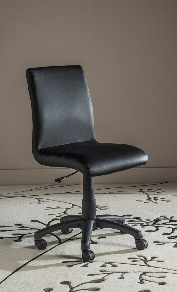 Safavieh Hal Desk Chair Black Metal Foam Iron PVC FOX8501B 683726732853