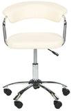 Safavieh Pier Desk Chair Cream Silver Metal Foam Iron PU FOX8502A 683726772736
