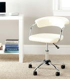Safavieh Pier Desk Chair Cream Silver Metal Foam Iron PU FOX8502A 683726772736
