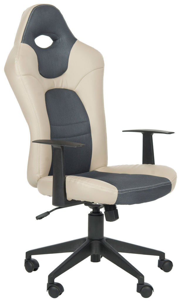 Safavieh Belinda Desk Chair Grey Metal Foam Iron PVC FOX8503A 683726772743