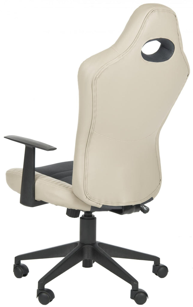 Safavieh Belinda Desk Chair Grey Metal Foam Iron PVC FOX8503A 683726772743