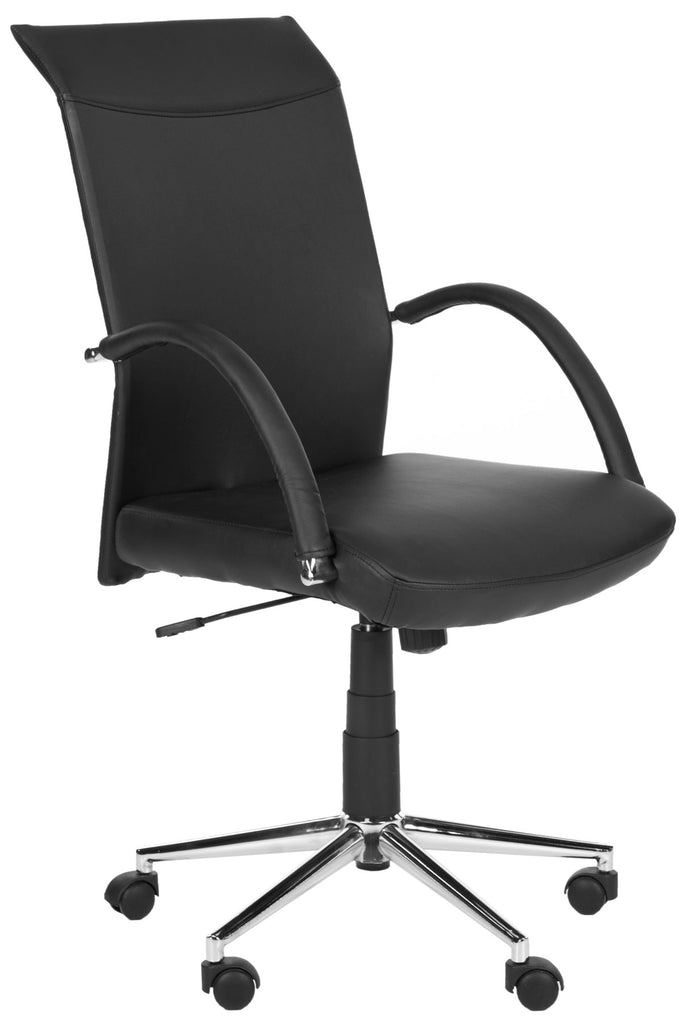 Safavieh Dejana Desk Chair Black Silver Metal Foam Iron PU FOX8506A 683726772774