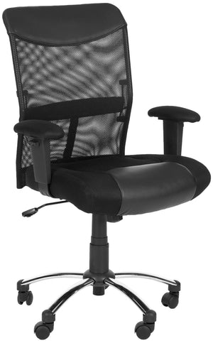 Safavieh Bernard Desk Chair Black Silver Metal Foam Iron PVC FOX8508A 683726772798