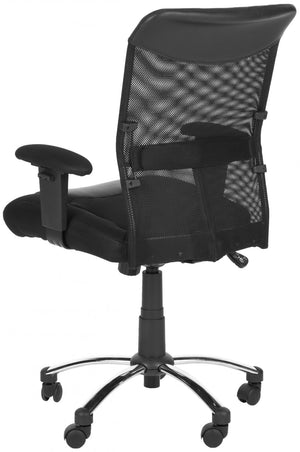 Safavieh Bernard Desk Chair Black Silver Metal Foam Iron PVC FOX8508A 683726772798