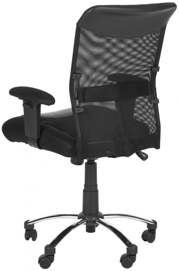 Safavieh Bernard Desk Chair Black Silver Metal Foam Iron PVC FOX8508A 683726772798