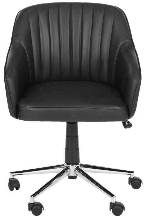 Safavieh Hilda Desk Chair Black Silver Metal Foam Iron PVC FOX8509A 683726772804