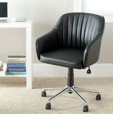 Safavieh Hilda Desk Chair Black Silver Metal Foam Iron PVC FOX8509A 683726772804