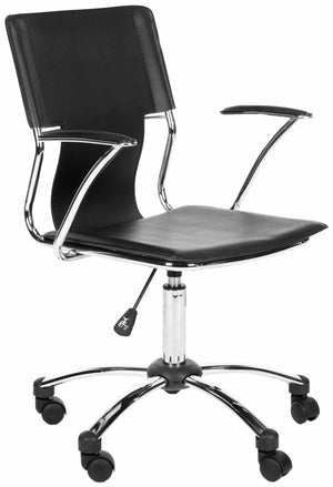 Safavieh Kyler Desk Chair Black Silver Metal Foam Iron PVC FOX8511A 683726772828