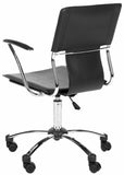 Safavieh Kyler Desk Chair Black Silver Metal Foam Iron PVC FOX8511A 683726772828