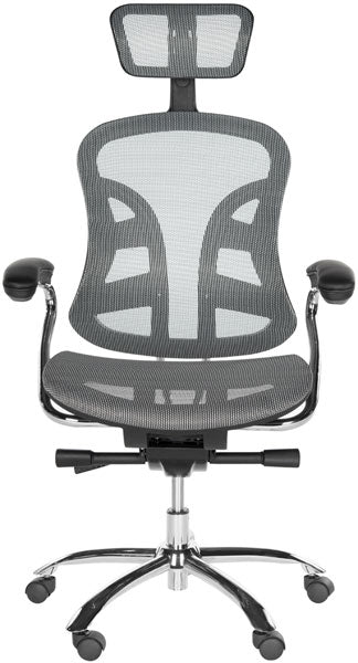 Safavieh Jarlan Desk Chair Grey Silver Metal Plywood Foam Iron Nylon FOX8515A 683726934134