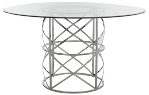 Safavieh Ren Glass Top Dining Table in Chrome FOX9053A-2BX 889048455009