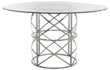 Ren Glass Top Dining Table in Chrome