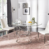 Safavieh Ren Glass Top Dining Table in Chrome FOX9053A-2BX 889048455009