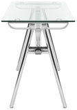 Safavieh Elza Glass Top Metal Desk in Silver FOX9078A-2BX 889048339897