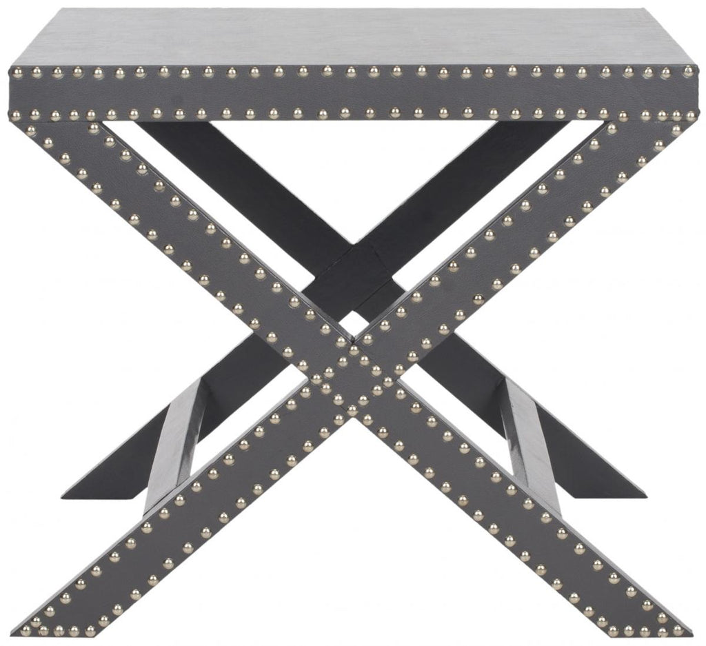 Safavieh Jeanine End Table X Grey Wood Lacquer Coating MDF Iron PU FOX9500A 683726356332