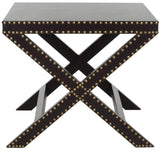 Safavieh Jeanine End Table X Charcoal Wood Lacquer Coating MDF Iron PU FOX9500B 683726356349