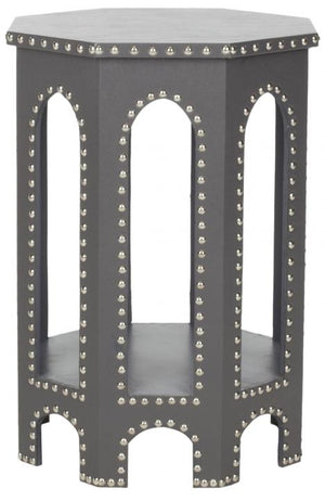 Safavieh Nara End Table Grey Wood Lacquer Coating MDF Iron PU FOX9501A 683726356462