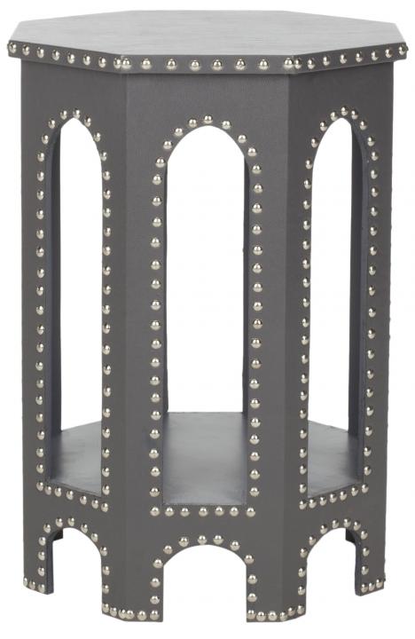 Safavieh Nara End Table Grey Wood Lacquer Coating MDF Iron PU FOX9501A 683726356462