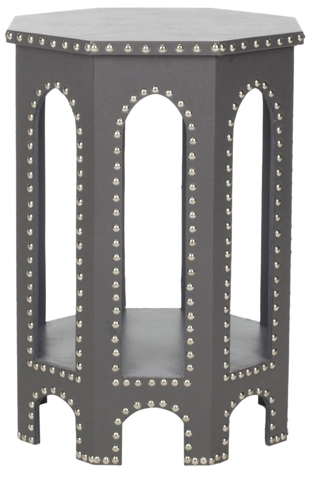 Safavieh Nara End Table Grey Wood Lacquer Coating MDF Iron PU FOX9501A 683726356462