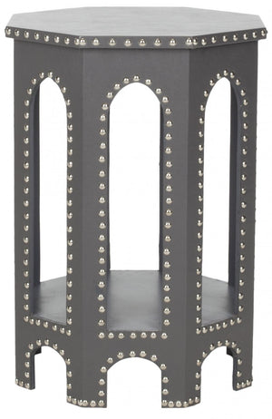 Safavieh Nara End Table Grey Wood Lacquer Coating MDF Iron PU FOX9501A 683726356462