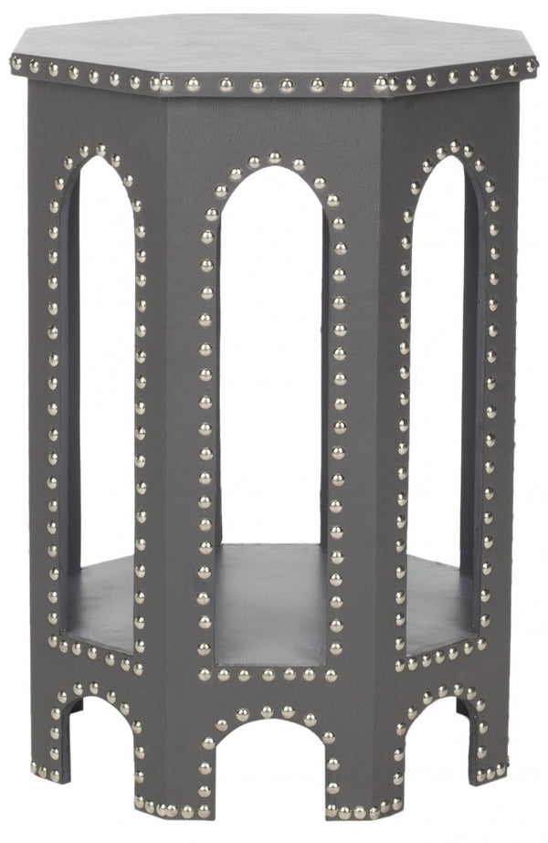 Safavieh Nara End Table Grey Wood Lacquer Coating MDF Iron PU FOX9501A 683726356462